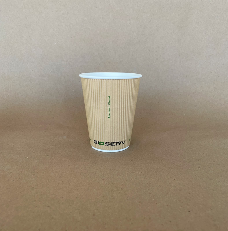 12oz. Kraft Bioserv Double Wall Comfort Grip Hot Cup